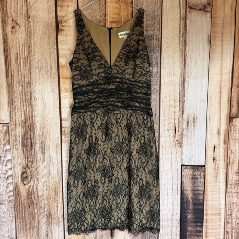 Victor Costa Dress Lace Cocktail Y2K Vintage Glam Evening Black Size 12 NWT